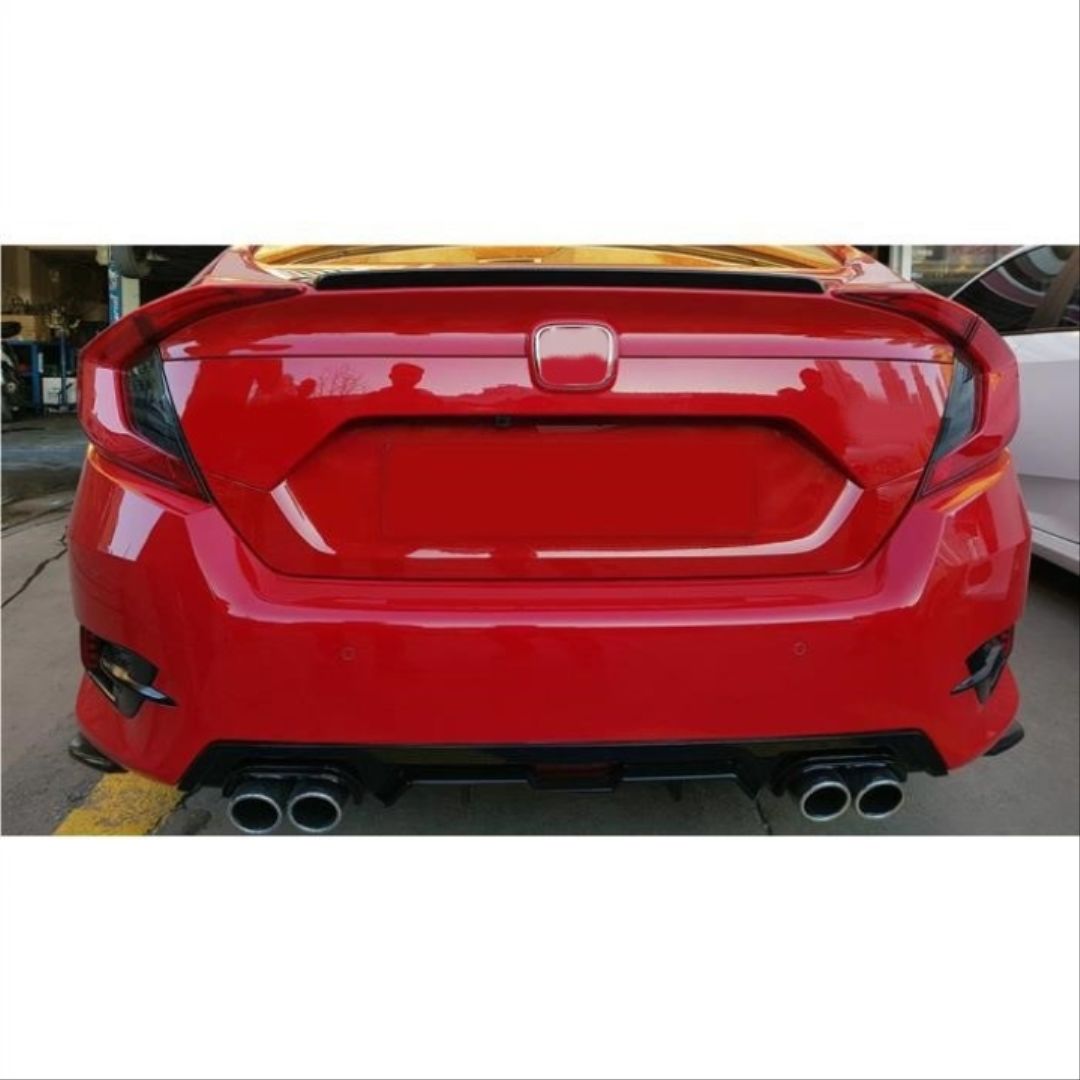 Honda Civic Uyumlu Fc5 2016-2020 Difüzör 4 Egzoz Piano Black