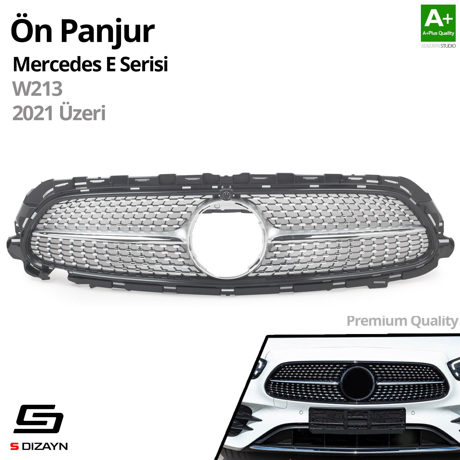 S-Dizayn Mercedes E-Class W213 Ön Panjur Krom Diamond Model 2021 Üzeri