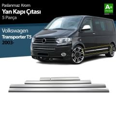 Volkswagen T5 Uyumlu Transporter Krom Yan Kapı Çıtası 5 Parça 2003-2010 (K.Ş)
