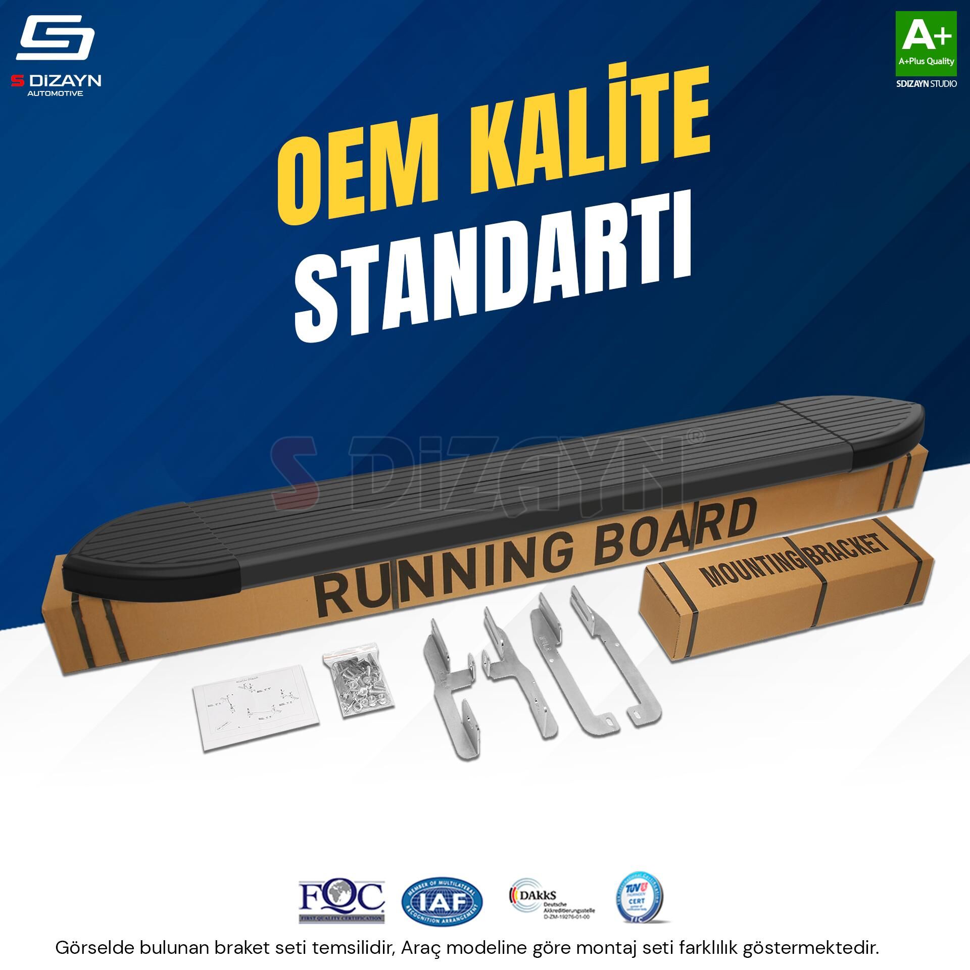 S-Dizayn Ford Ranger 3 Skyline Siyah Yan Basamak 203 Cm 2012-2022 A+ Kalite