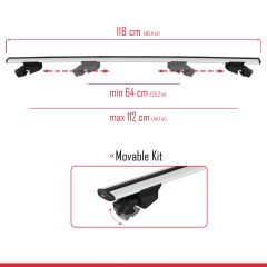 Alfa Romeo 159 SPORTWAGON 2006-2011 Arası ile uyumlu HOOK Model Anahtar Kilitli Ara Atkı Tavan Barı GRİ