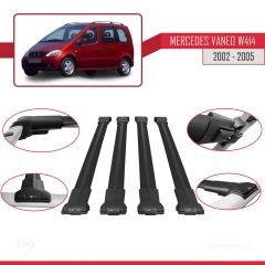Mercedes Vaneo (W414) 2002-2005 Arası ile uyumlu FLY Model Ara Atkı Tavan Barı SİYAH 4 ADET BAR