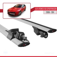 Alfa Romeo 159 SPORTWAGON 2006-2011 Arası ile uyumlu HOOK Model Anahtar Kilitli Ara Atkı Tavan Barı GRİ