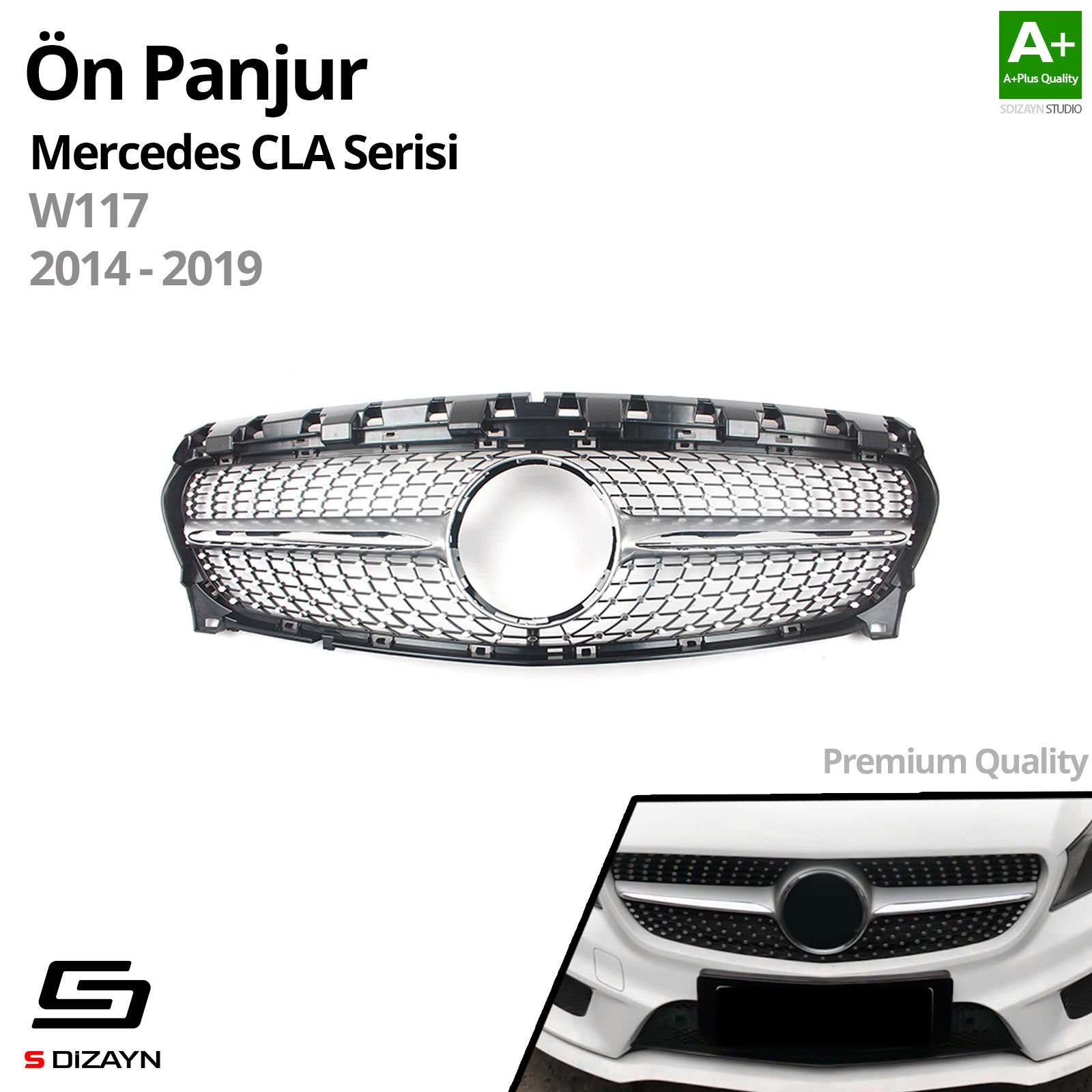 S-Dizayn Mercedes CLA180 W117 Ön Panjur Krom Diamond Model 2014-2019