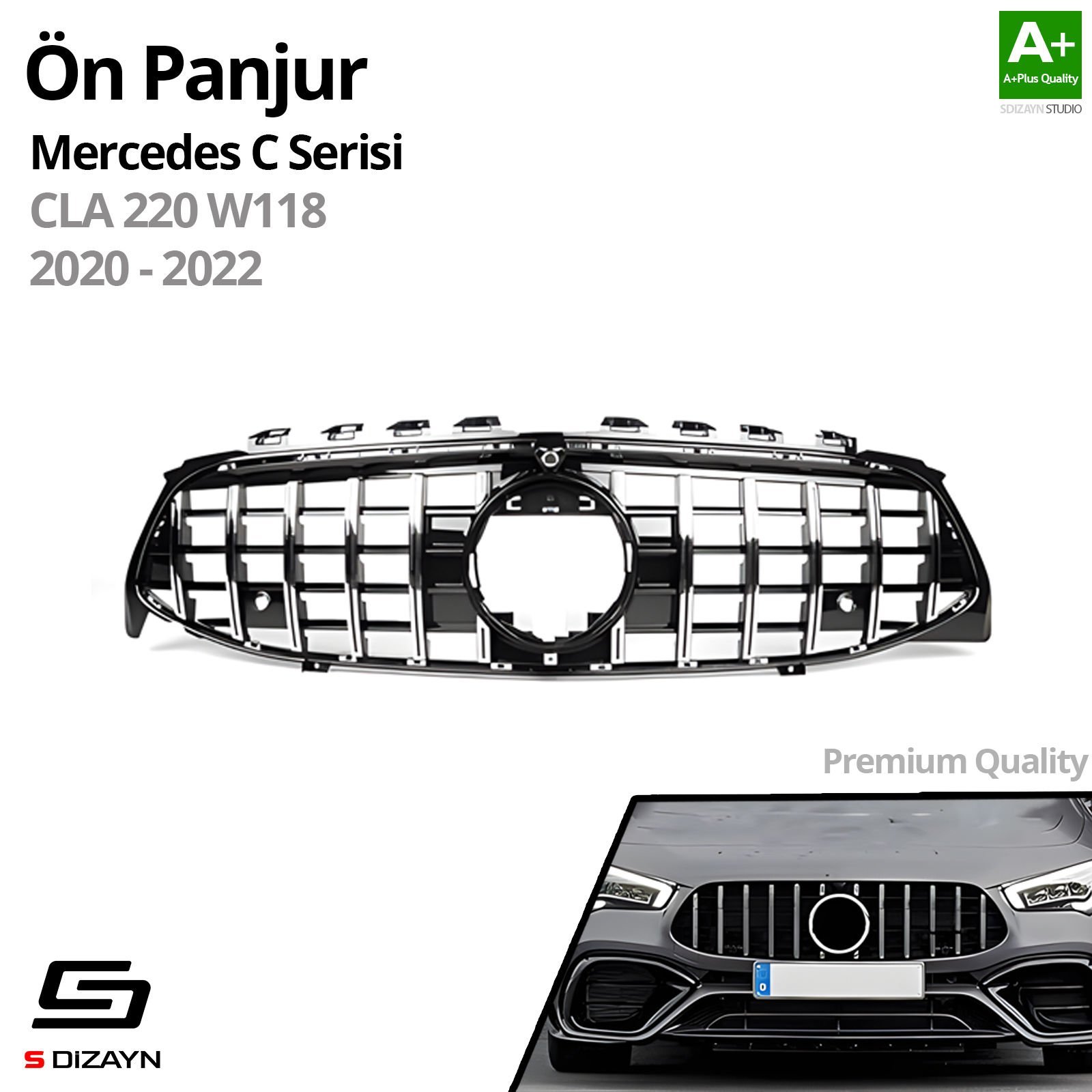 S-Dizayn Mercedes CLA W118 Ön Panjur Krom GTR Model 2020-2022