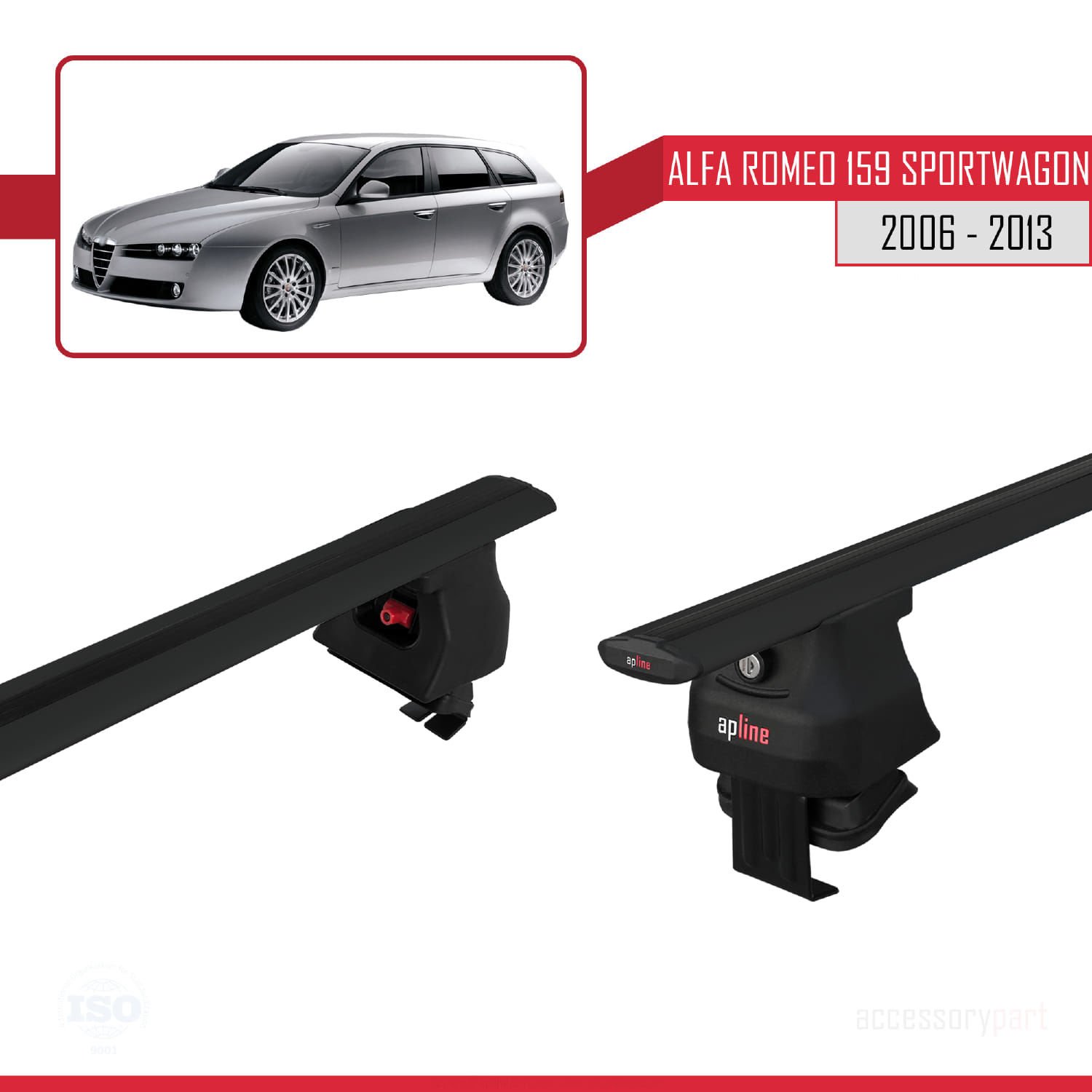 Alfa Romeo 159 Sportwagon 2006-2013 Arası ile uyumlu ACE-4 Ara Atkı Tavan Barı SİYAH