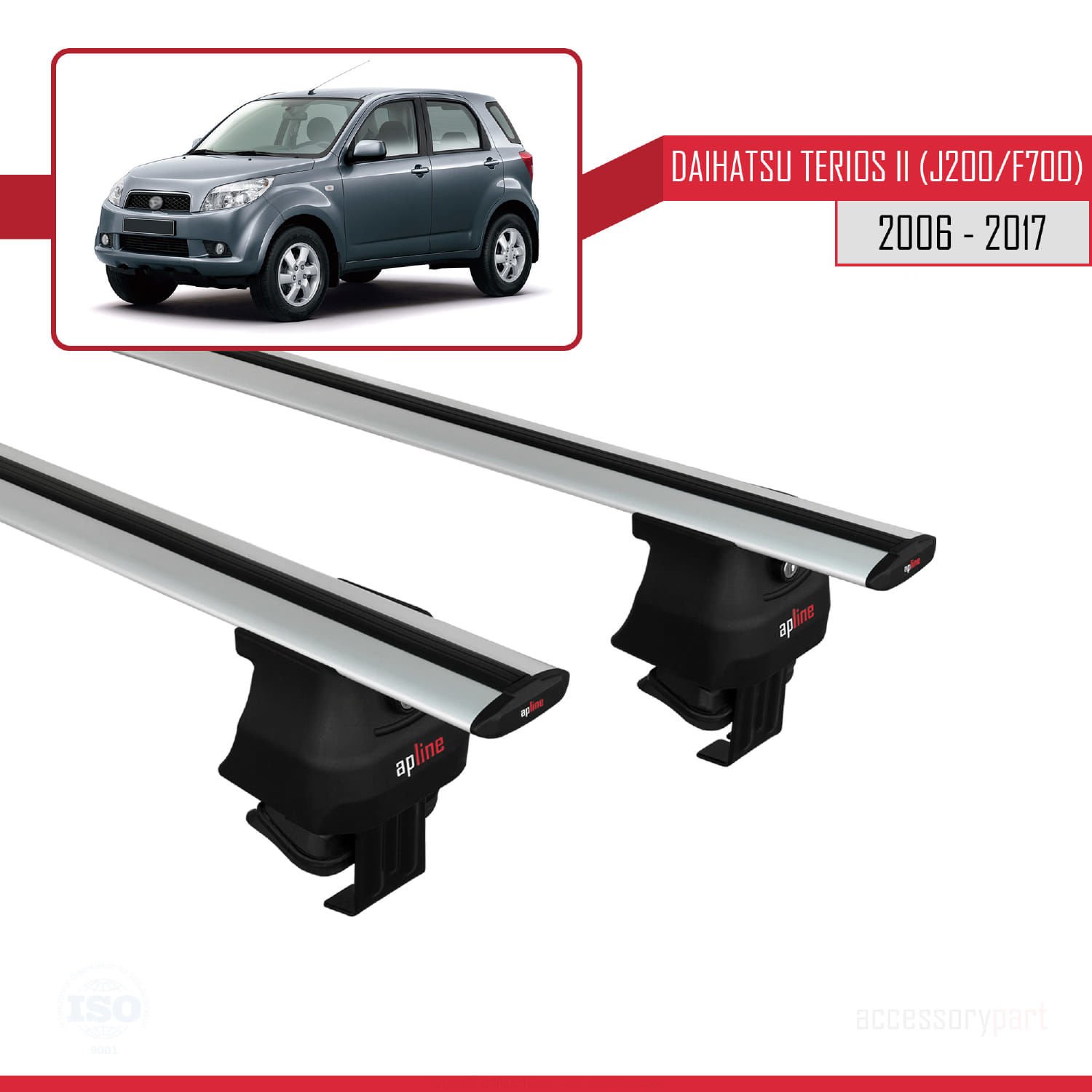 Daihatsu Terios II (J200/F700) 2006-2017 Arası ile uyumlu ACE-4 Ara Atkı Tavan Barı GRİ