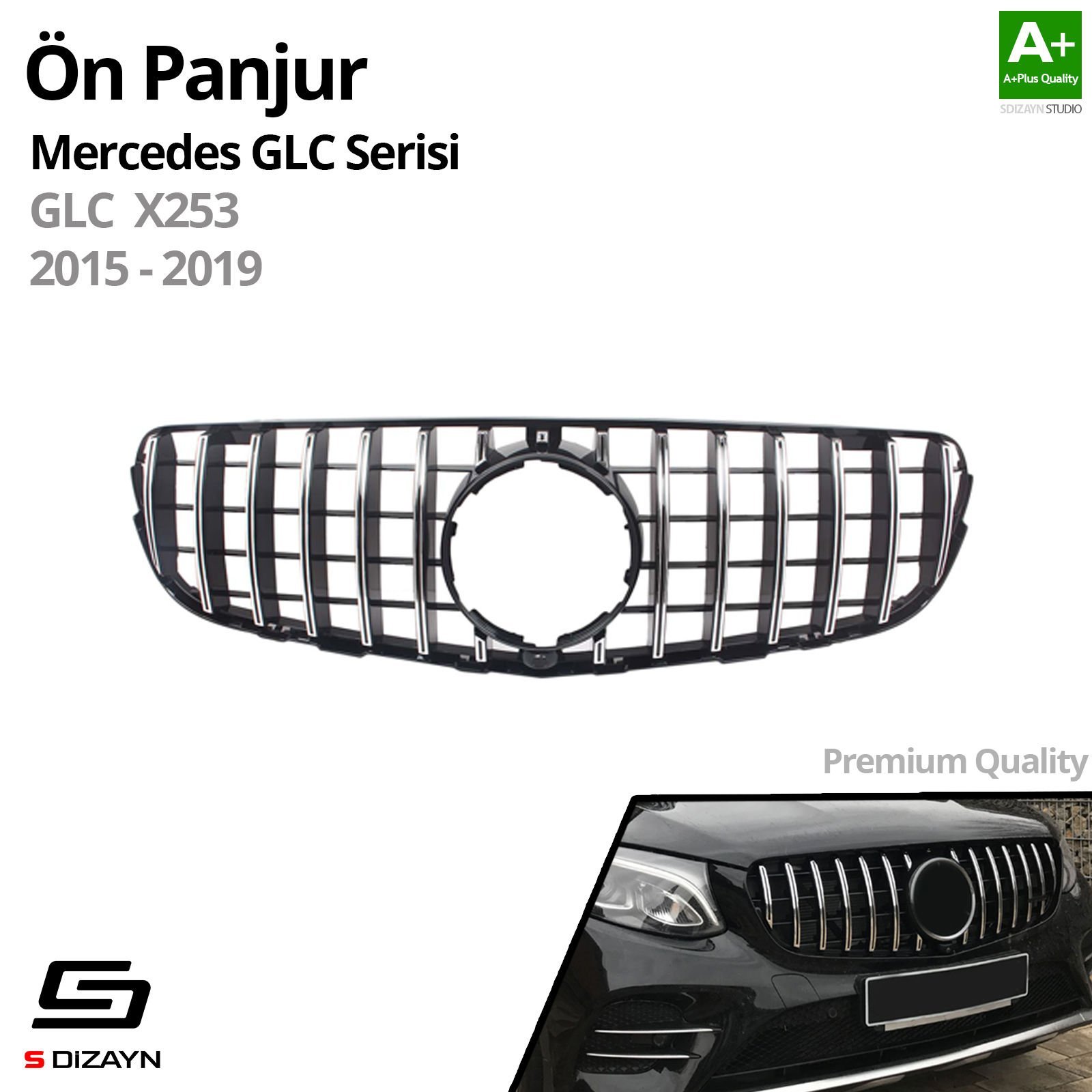 S-Dizayn Mercedes GLC X253 Ön Panjur Krom GTR Model 2015-2019