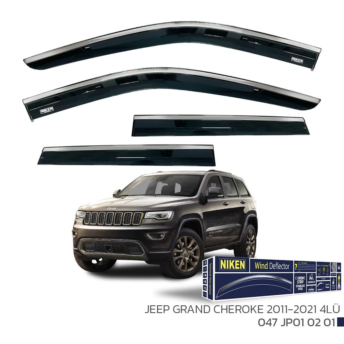 Jeep Grand Cheroke 2011-2021 - Kromlu Cam Rüzgarlığı 4Lü Parça