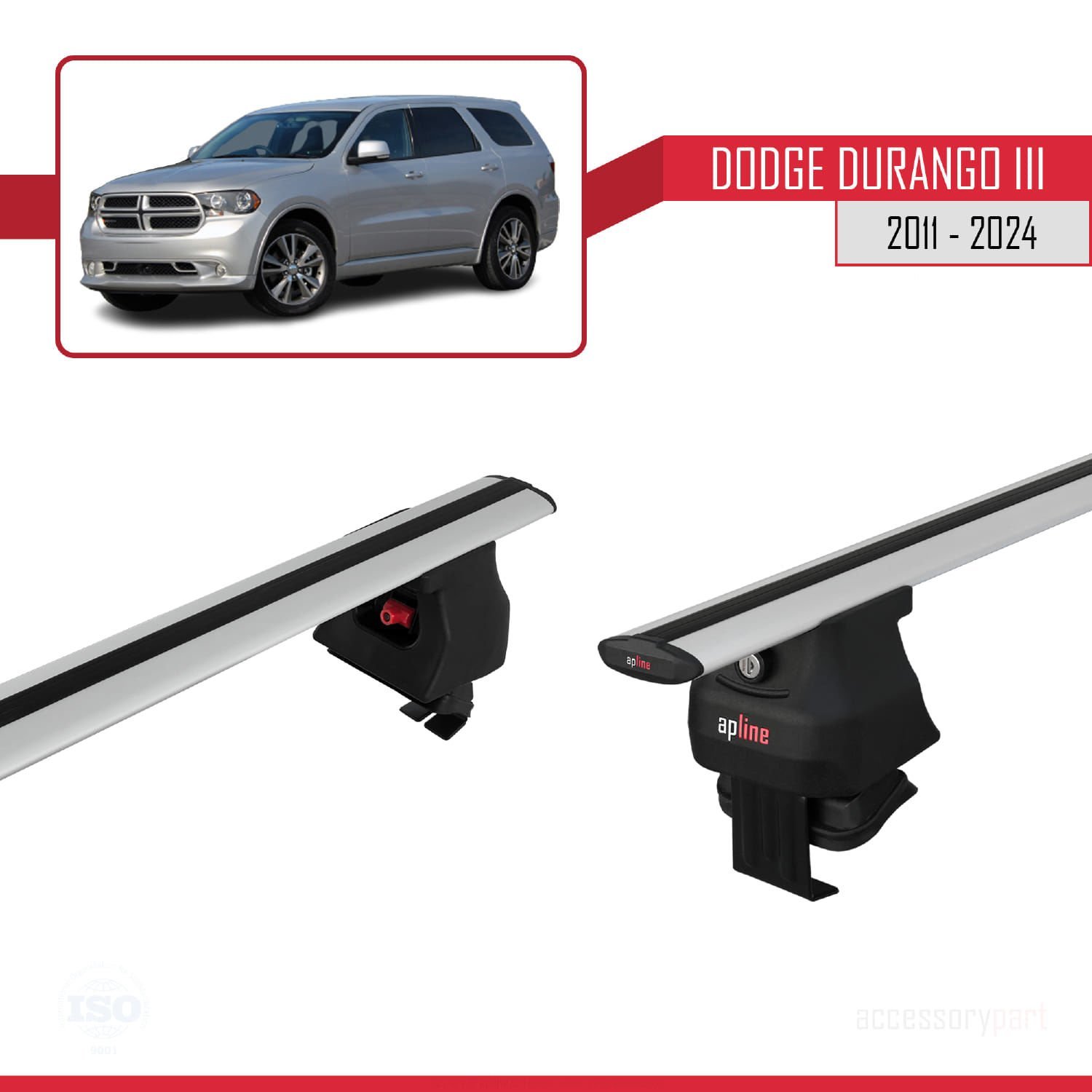 Dodge Durango III 2011 ve Sonrası ile uyumlu ACE-4 Ara Atkı Tavan Barı GRİ
