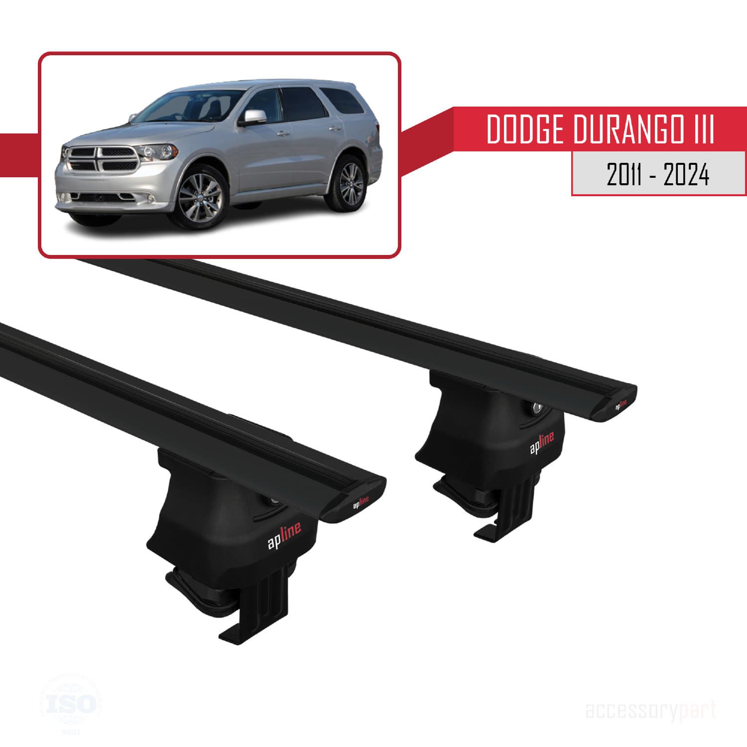 Dodge Durango III 2011 ve Sonrası ile uyumlu ACE-4 Ara Atkı Tavan Barı SİYAH