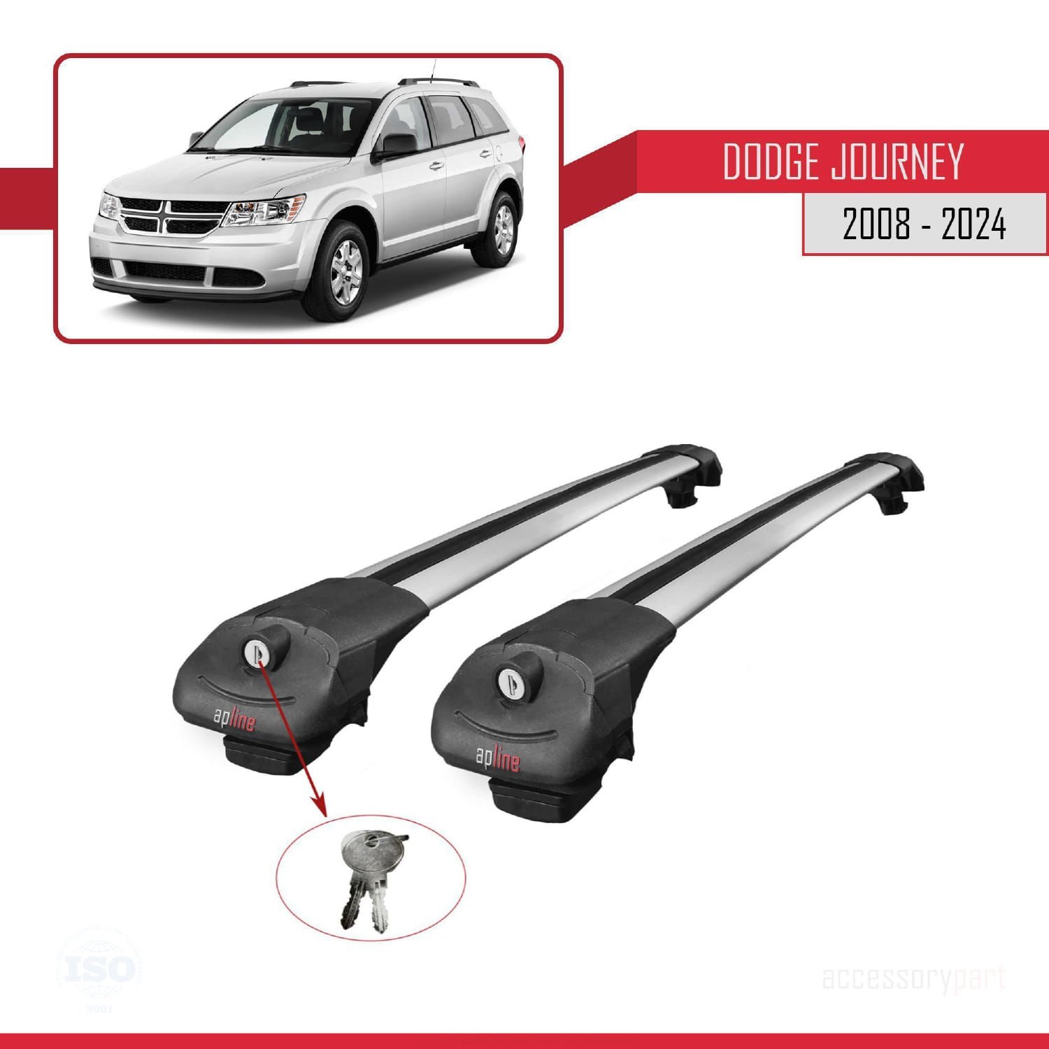 Dodge Journey 2008 ve Sonrası ile uyumlu ACE-1 Ara Atkı Tavan Barı GRİ