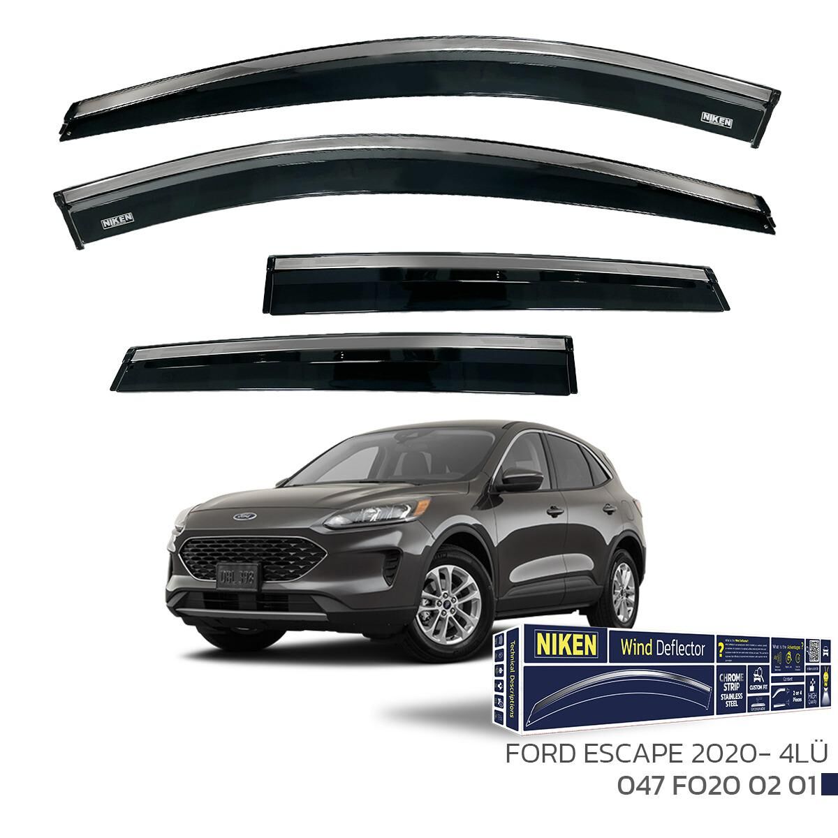 Ford Escape 2020 Sonrası - Kromlu Cam Rüzgarlığı 4Lü Parça