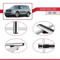 Infiniti QX56 Z62 2011-2013 Arası ile uyumlu Basic Model Ara Atkı Tavan Barı GRİ 3 ADET