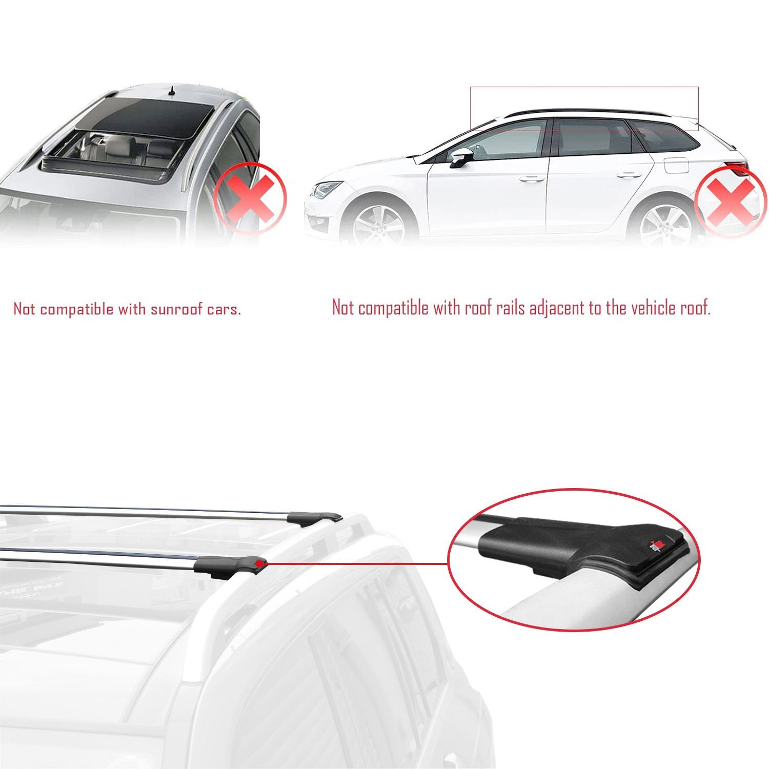 Infiniti QX56 Z62 2011-2013 Arası ile uyumlu FLY Model Ara Atkı Tavan Barı GRİ