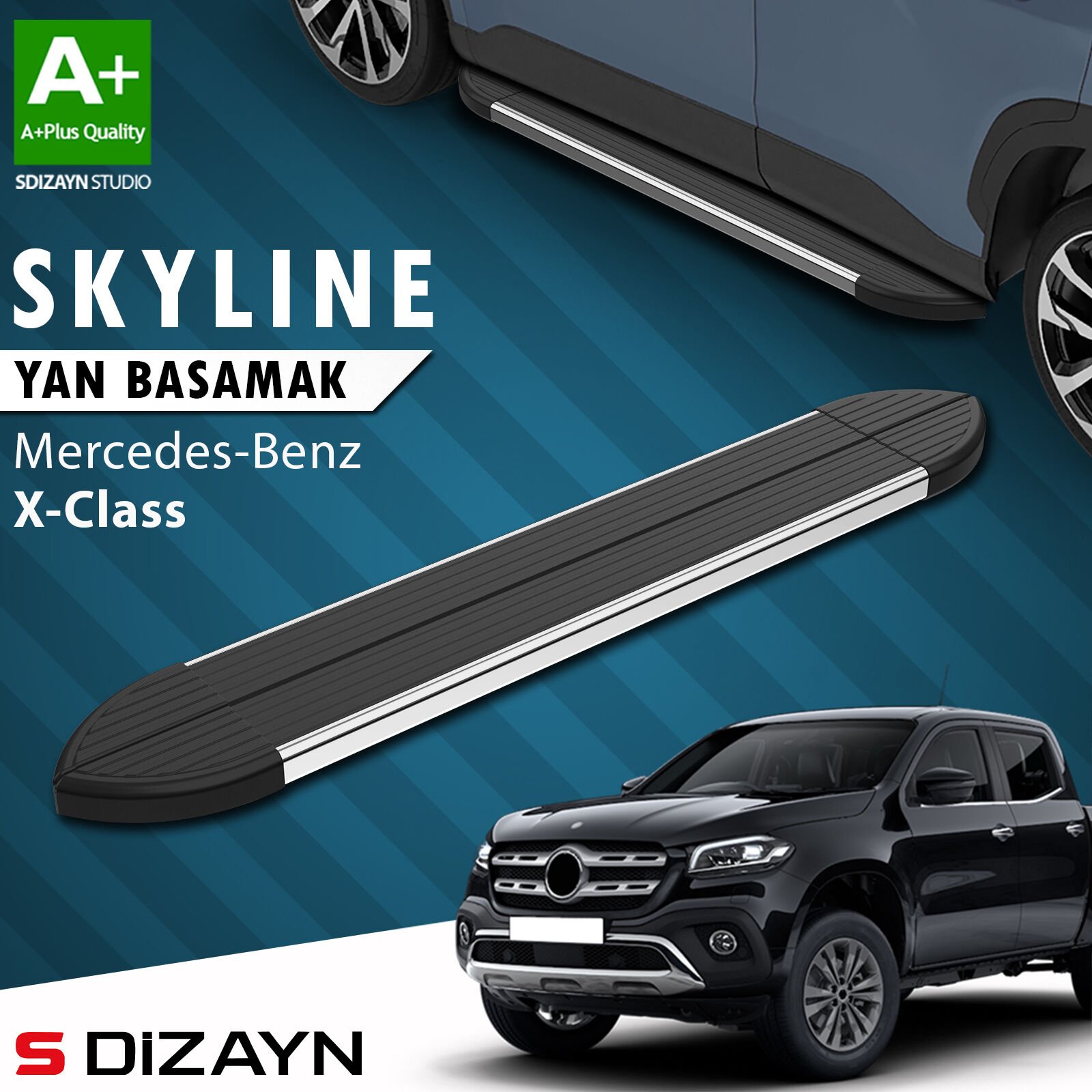 S-Dizayn Mercedes X-Class Skyline Krom Yan Basamak 203 Cm 2018-2020 A+ Kalite