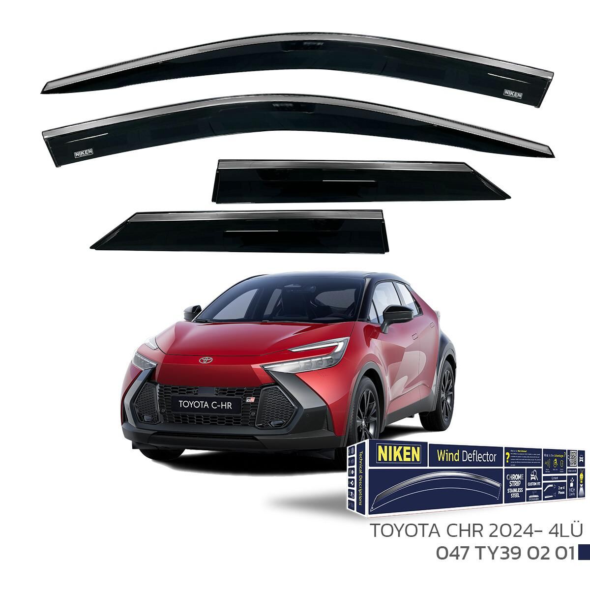 Toyora C-hr 2024 Sonrası - Kromlu Cam Rüzgarlığı 4Lü Parça