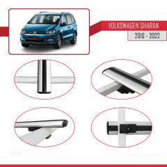 Volkswagen Sharan 2010-2022 Arası ile uyumlu Basic Model Ara Atkı Tavan Barı GRİ 3 ADET