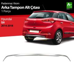 Hyundai İ20 Uyumlu Krom Arka Tampon Alt Çıtası 1 Parça. 2014-2018