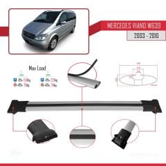 Mercedes Viano 2003-2010 Arası ile uyumlu FLY Model Ara Atkı Tavan Barı GRİ