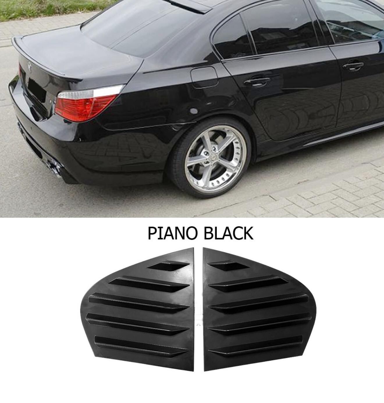 BMW E60 2004-2010 Kelebek Cam Kaplama Parlak Siyah Parça