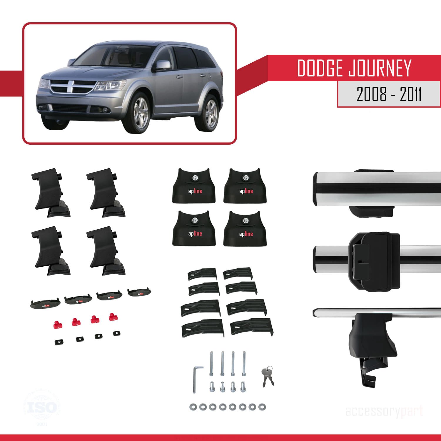 Dodge Journey 2008-2011 Arası ile uyumlu ACE-4 Ara Atkı Tavan Barı GRİ