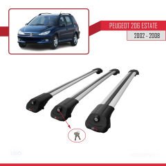 Peugeot 206 Estate 2002-2008 Arası ile uyumlu ACE-1 Ara Atkı Tavan Barı GRİ 3 ADET BAR