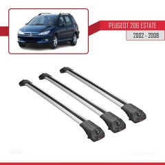 Peugeot 206 Estate 2002-2008 Arası ile uyumlu ACE-1 Ara Atkı Tavan Barı GRİ 3 ADET BAR