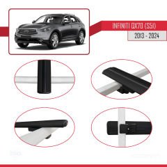 Infiniti QX70 S51 2013 ve Sonrası ile uyumlu Basic Model Ara Atkı Tavan Barı SİYAH 3 ADET