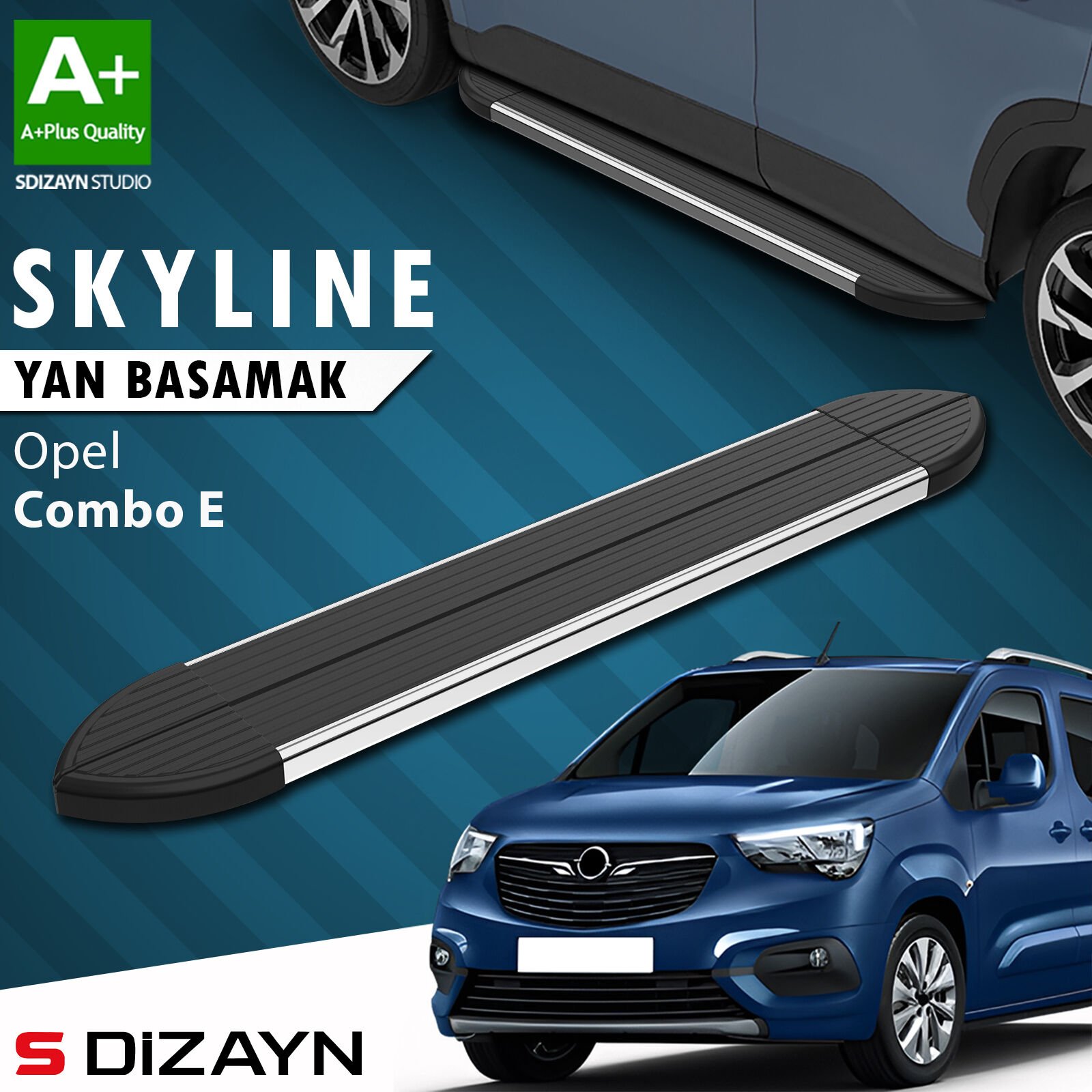 S-Dizayn Opel Combo E Kısa Şase Skyline Krom Yan Basamak 203 Cm 2018 Üzeri A+ Kalite