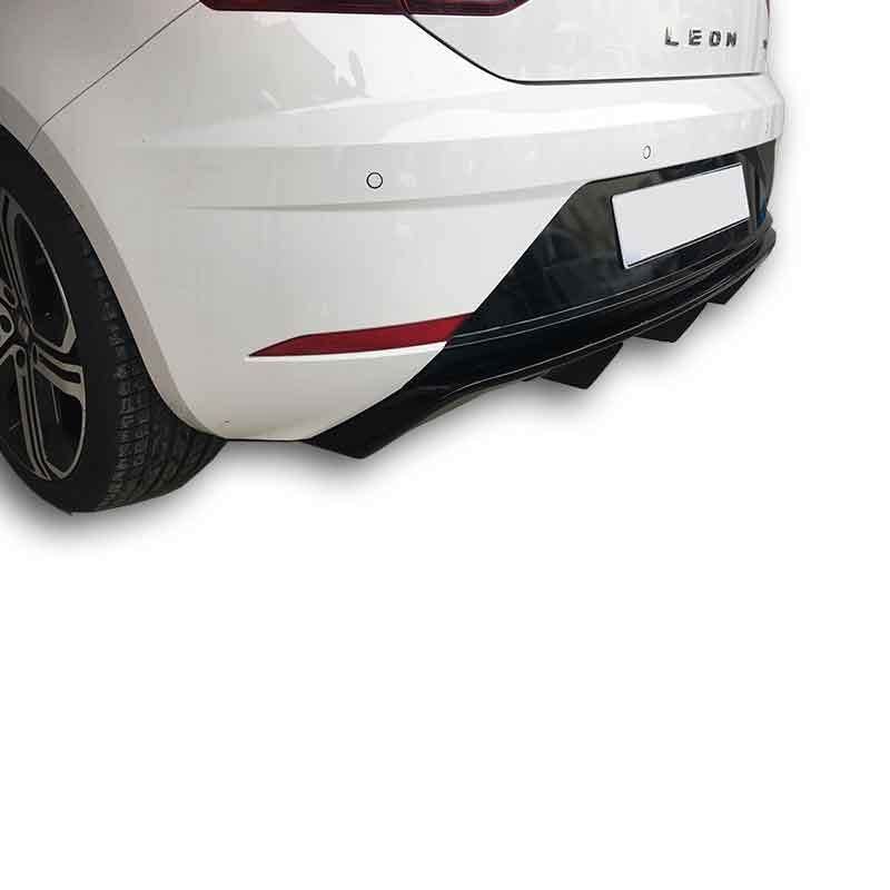 Seat Leon Uyumlu (2017 - 2019) Çift Çıkış Arka Tampon Eki - Difüzör (Plastik)