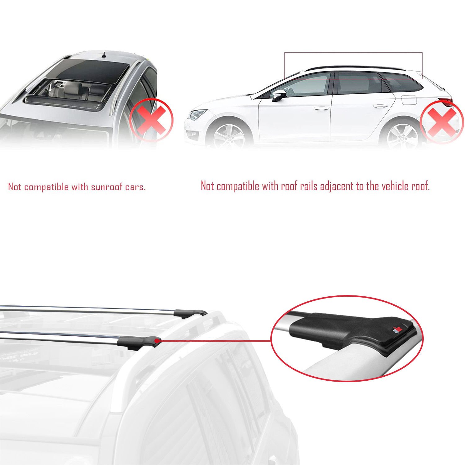 Infiniti QX70 S51 2013 ve Sonrası ile Uyumlu FLY Model Ara Atkı Tavan Barı GRİ