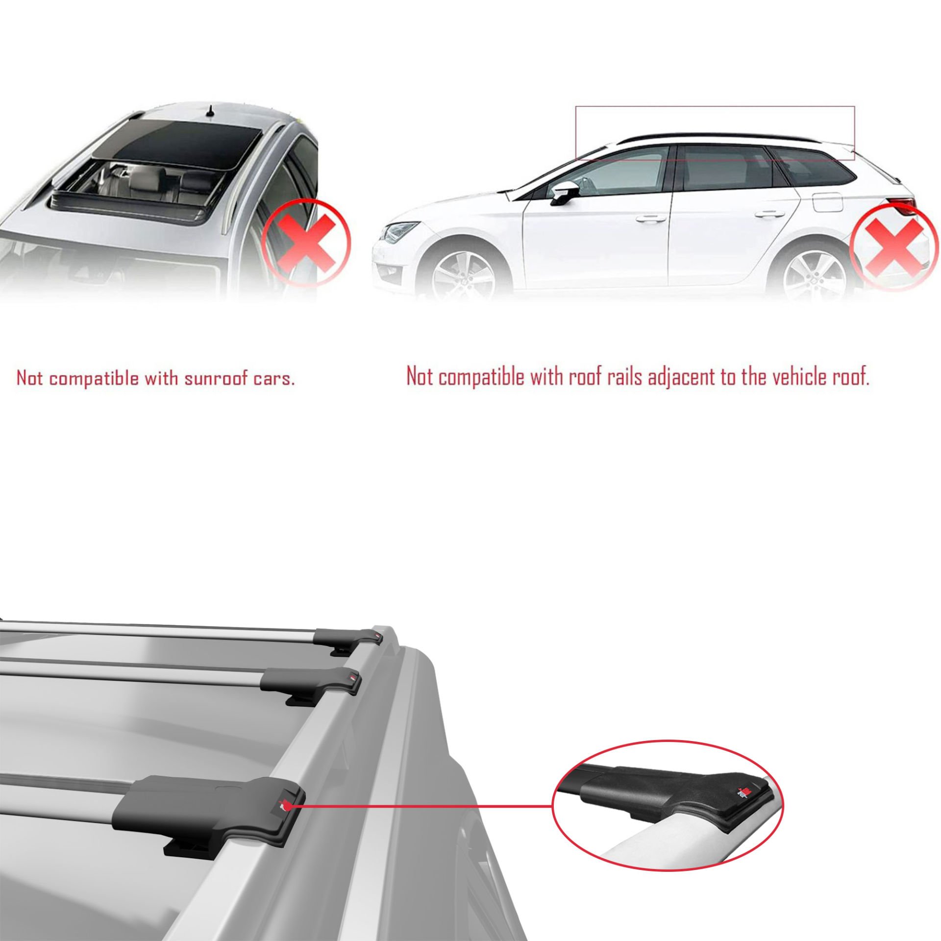 Infiniti QX70 S51 2013 ve Sonrası ile uyumlu FLY Model Ara Atkı Tavan Barı GRİ 3 ADET BAR