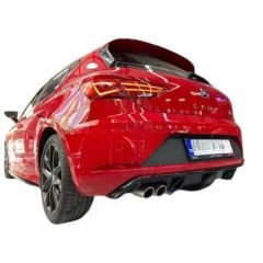 Seat Leon Uyumlu (2017-2019) Soldan Çift Çıkış Arka Tampon Eki - Difüzör (Plastik)
