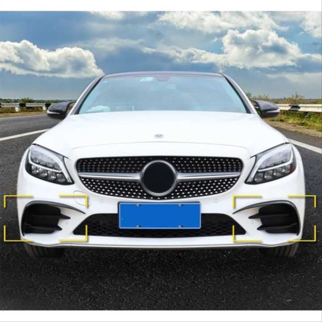 Mercedes W205 Uyumlu 2015-2018 Ön Tampon Bıçakları 2 Parça (Piano Black)