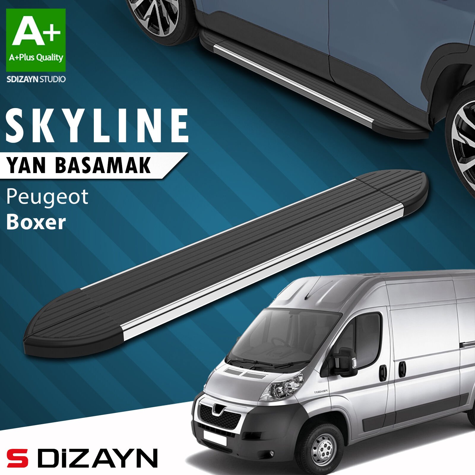 S-Dizayn Peugeot Boxer 3 Kısa Şase Skyline Krom Yan Basamak 203 Cm 2006 Üzeri A+ Kalite