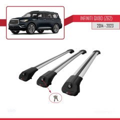 Infiniti QX80 Z62 2014-2023 Arası ile uyumlu ACE-1 Ara Atkı Tavan Barı GRİ 3 ADET BAR
