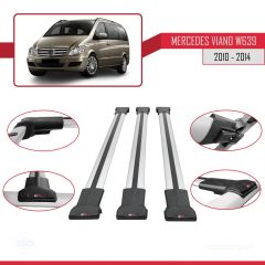 Mercedes Viano 2010-2014 Arası ile uyumlu FLY Model Ara Atkı Tavan Barı GRİ 3 ADET BAR
