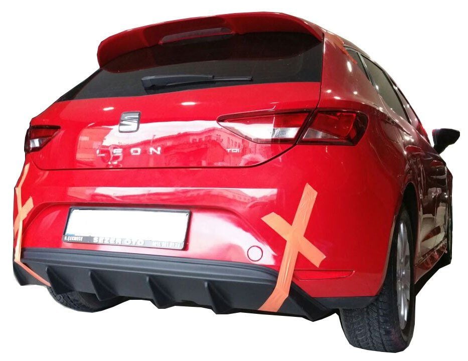 Seat Leon Uyumlu Mk3 5F (2013-2016) Style Uyumlu Custom Arka Tampon Eki - Difüzör (Plastik)