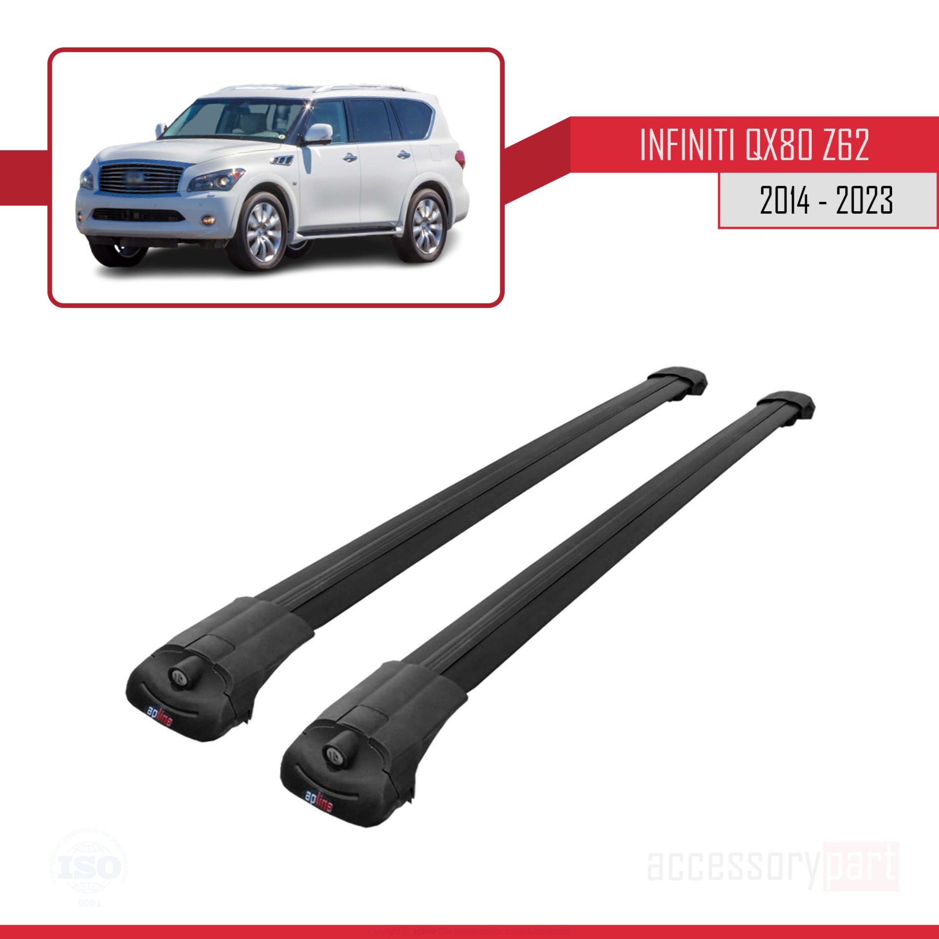 Infiniti QX80 Z62 2014-2023 Arası ile uyumlu ACE-1 Ara Atkı Tavan Barı SİYAH