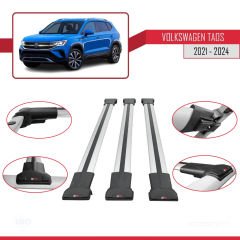 Volkswagen Taos 2021 ve Sonrası ile Uyumlu FLY Model Ara Atkı Tavan Barı GRİ 3 ADET BAR