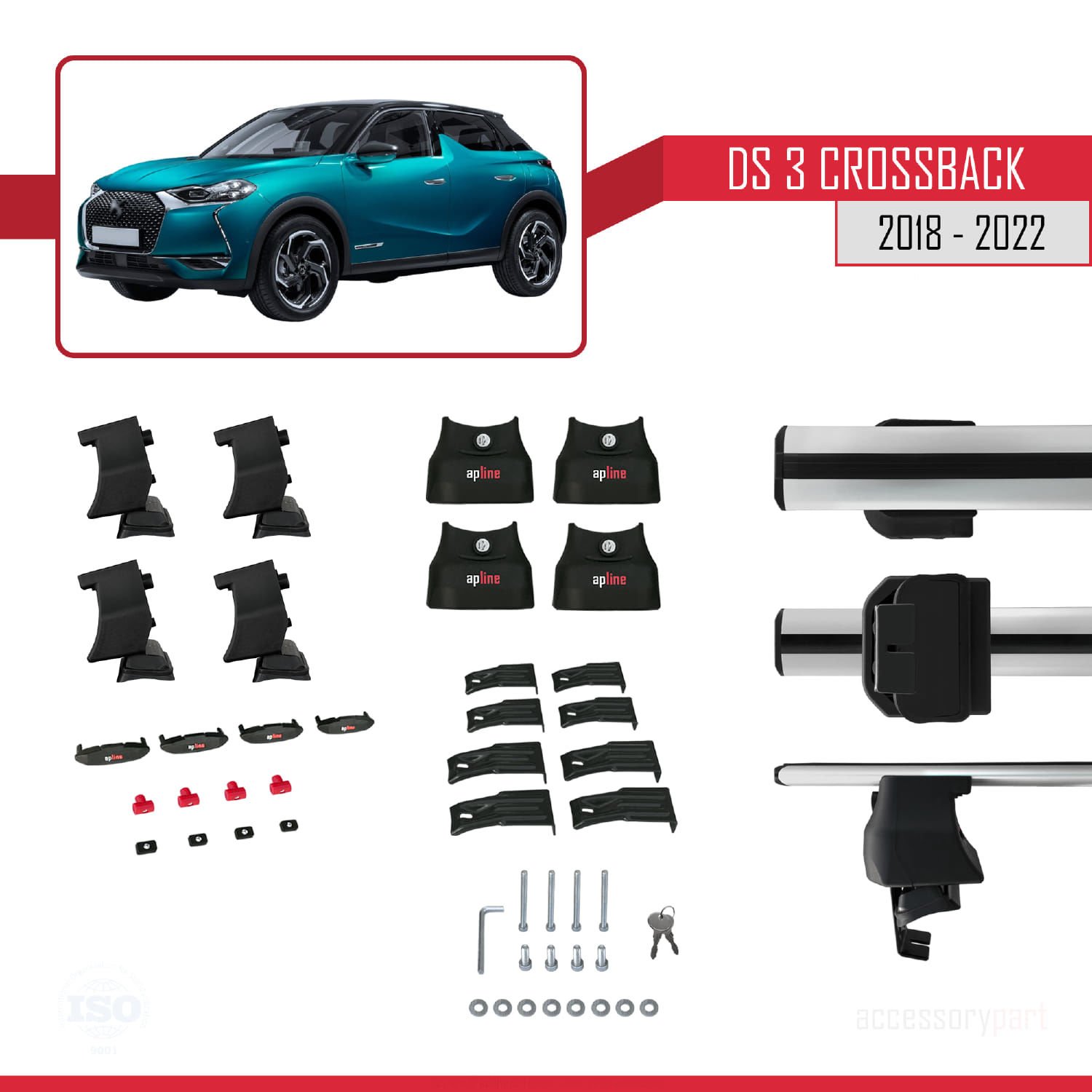 DS 3 Crossback 2018-2022 Arası ile uyumlu ACE-4 Ara Atkı Tavan Barı GRİ