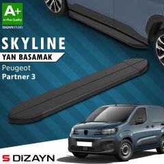S-Dizayn Peugeot Partner 3 Kısa Şase Skyline Siyah Yan Basamak 203 Cm 2018 Üzeri A+ Kalite