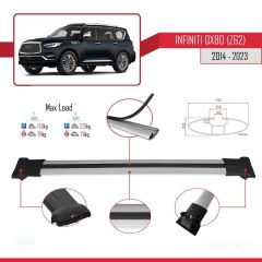 Infiniti QX80 Z62 2014-2023 Arası ile Uyumlu FLY Model Ara Atkı Tavan Barı GRİ