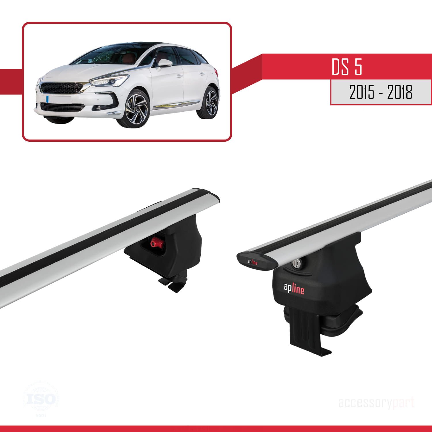 DS 5 2015-2018 Arası ile uyumlu ACE-4 Ara Atkı Tavan Barı GRİ