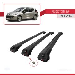 Peugeot 207 SW 2006-2014 Arası ile uyumlu ACE-1 Ara Atkı Tavan Barı SİYAH 3 ADET BAR