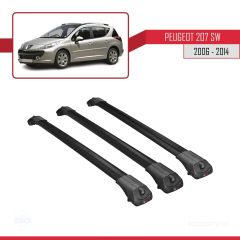 Peugeot 207 SW 2006-2014 Arası ile uyumlu ACE-1 Ara Atkı Tavan Barı SİYAH 3 ADET BAR