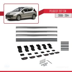 Peugeot 207 SW 2006-2014 Arası ile uyumlu Basic Model Ara Atkı Tavan Barı GRİ 3 ADET