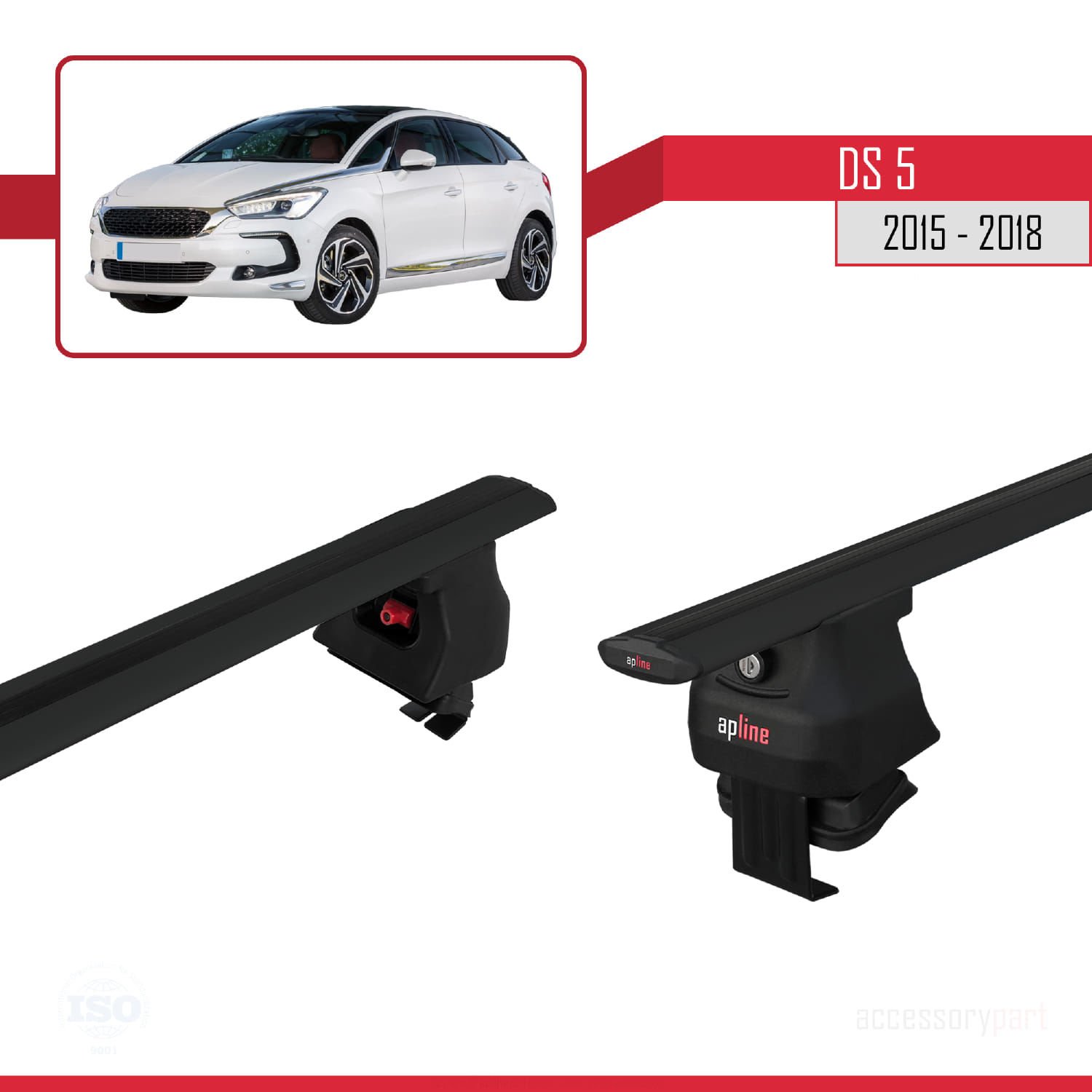 DS 5 2015-2018 Arası ile uyumlu ACE-4 Ara Atkı Tavan Barı SİYAH