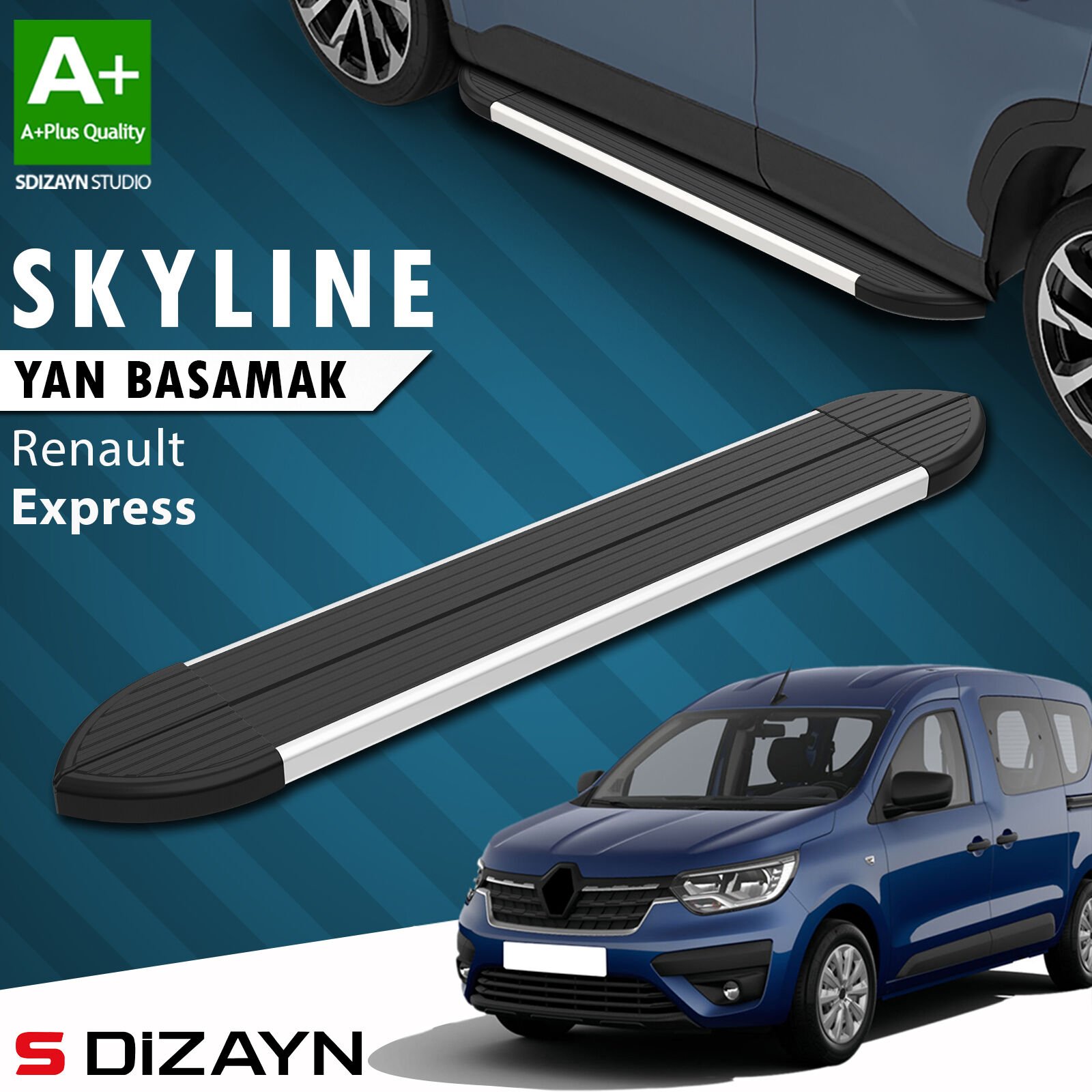 S-Dizayn Renault Express Skyline Aluminyum Yan Basamak 203 Cm 2021 Üzeri A+ Kalite